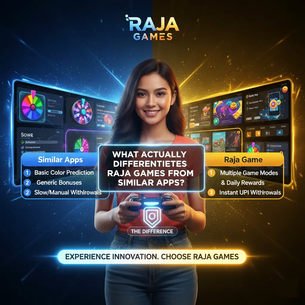 Logo of Raja Games, promoting the ultimate gaming experience with vibrant colors and dynamic design elements.