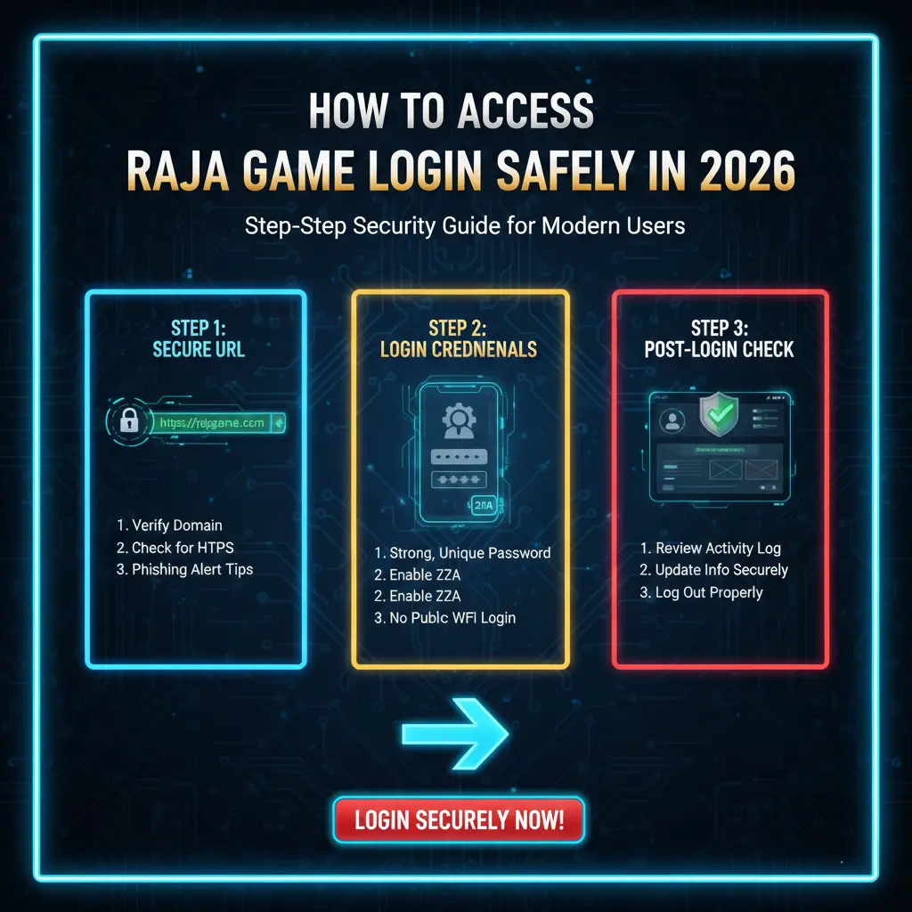 Image showing steps to safely log in to the Raaga game in 2020, highlighting security measures and tips.