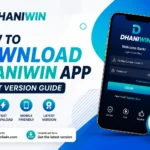 How to download Dhaniwin app latest version feature banner with mobile login interface